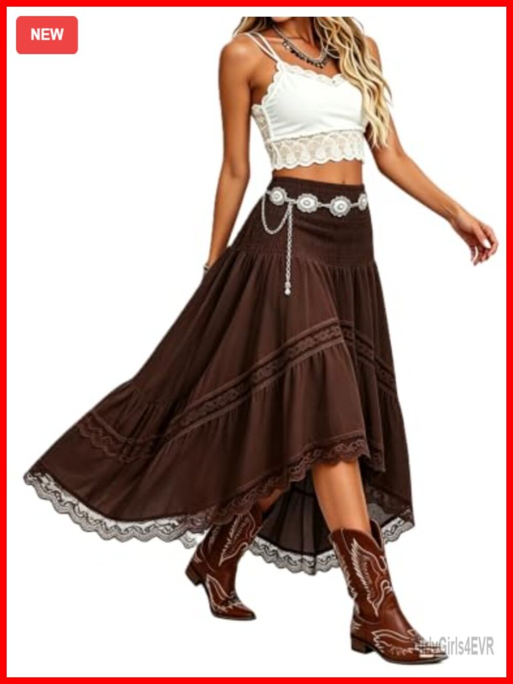 Women's Maxi Skirt Boho Elastic High Waist Flowy A Line Long Skirt